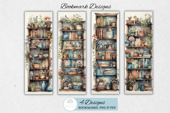 Download Vintage Book Shelf Bookmark Sublimation - Vintage Collection