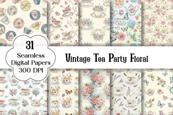 Download Vintage Tea Party Floral Seamless Paper - Vintage Collection