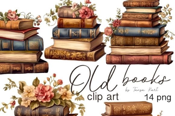 Download Vintage Book Clipart Bundle, Old Books - Vintage Collection