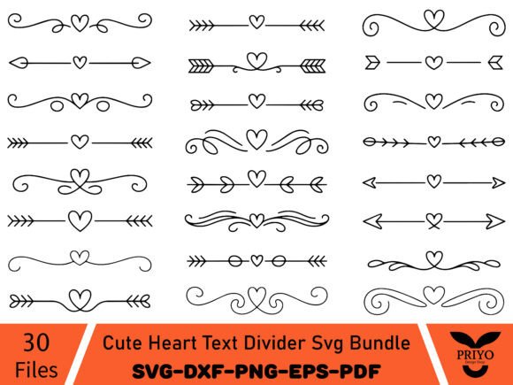 Download Cute Heart Text Divider Svg Bundle - Text Collection