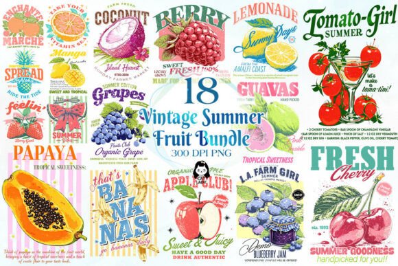 Download Vintage Summer Fruit Quotes PNG - Vintage Collection
