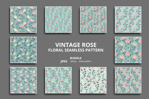 Download Vintage Rose Floral Pattern Bundle - Vintage Collection